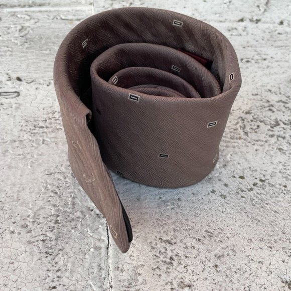 Oscar De La Renta Men Tie Classic Necktie Brown Tie - Picture 6 of 10